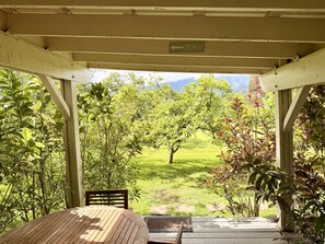 Outdoor dining - Blue Mango ~ Secluded orchard + beach retreat ~ no chores! (Waialua)