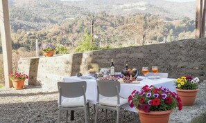 Outdoor dining - Holiday apartment with garden, balcony and internet (Civezza)