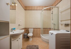 Ducha, secador de pelo y toallas