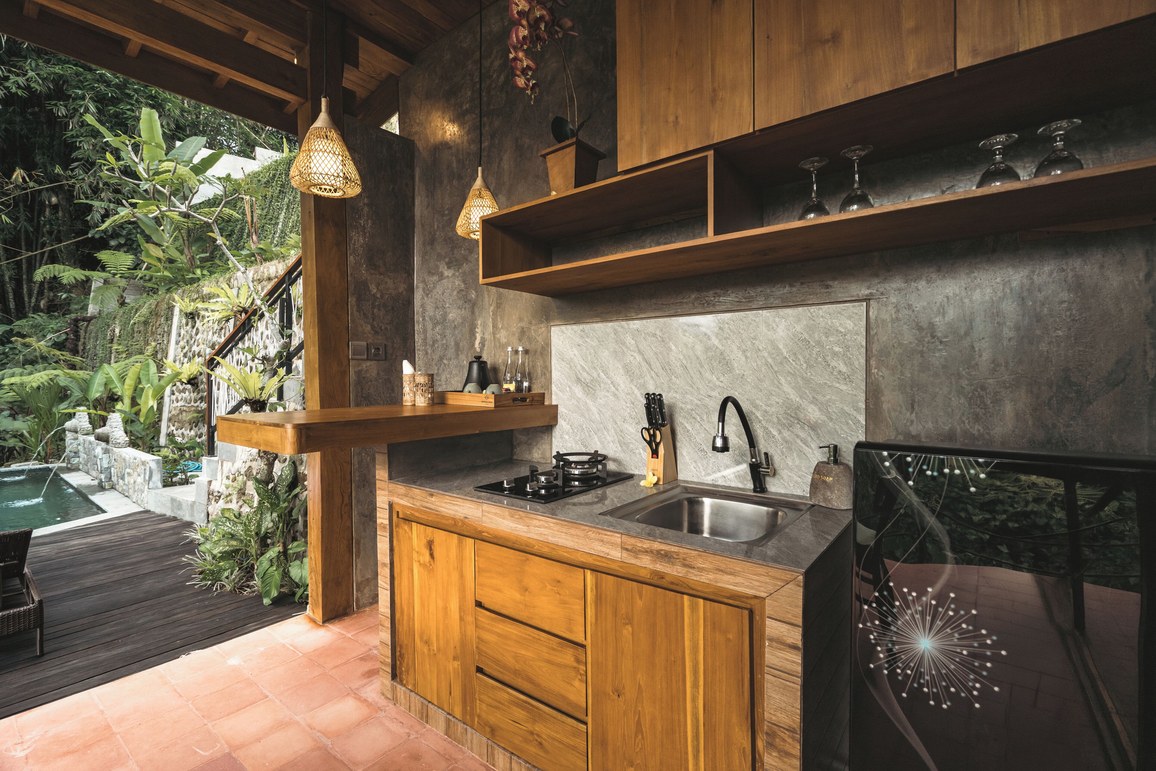 One Bedroom Riverside Pool Villa | Private kitchen