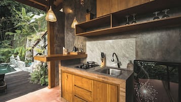 One Bedroom Riverside Pool Villa | Private kitchen