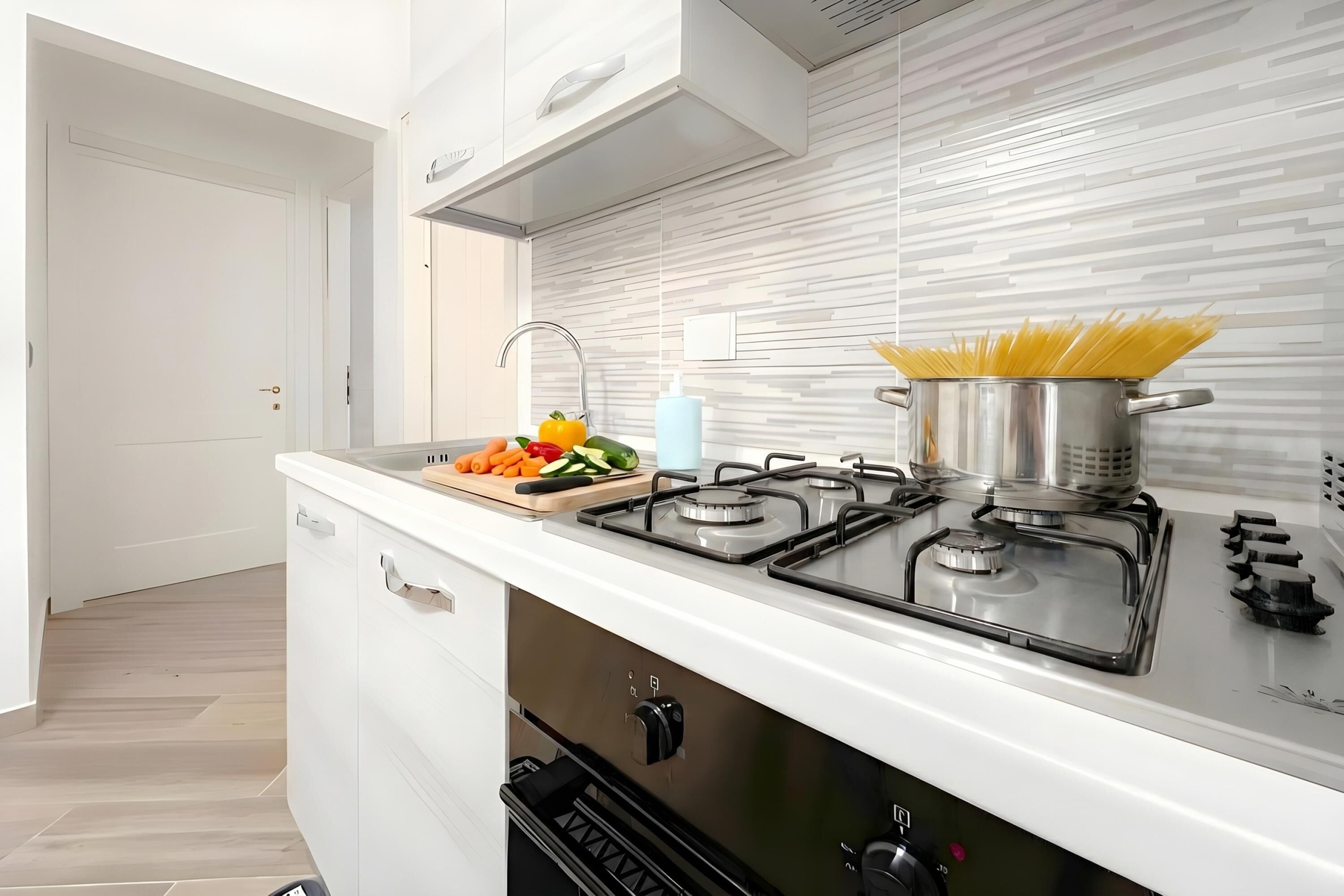Appartamento Standard, camere multiple (Via D'Andrade Sestri Ponente) | Cucina privata | Frigorifero, microonde, forno, piano cottura