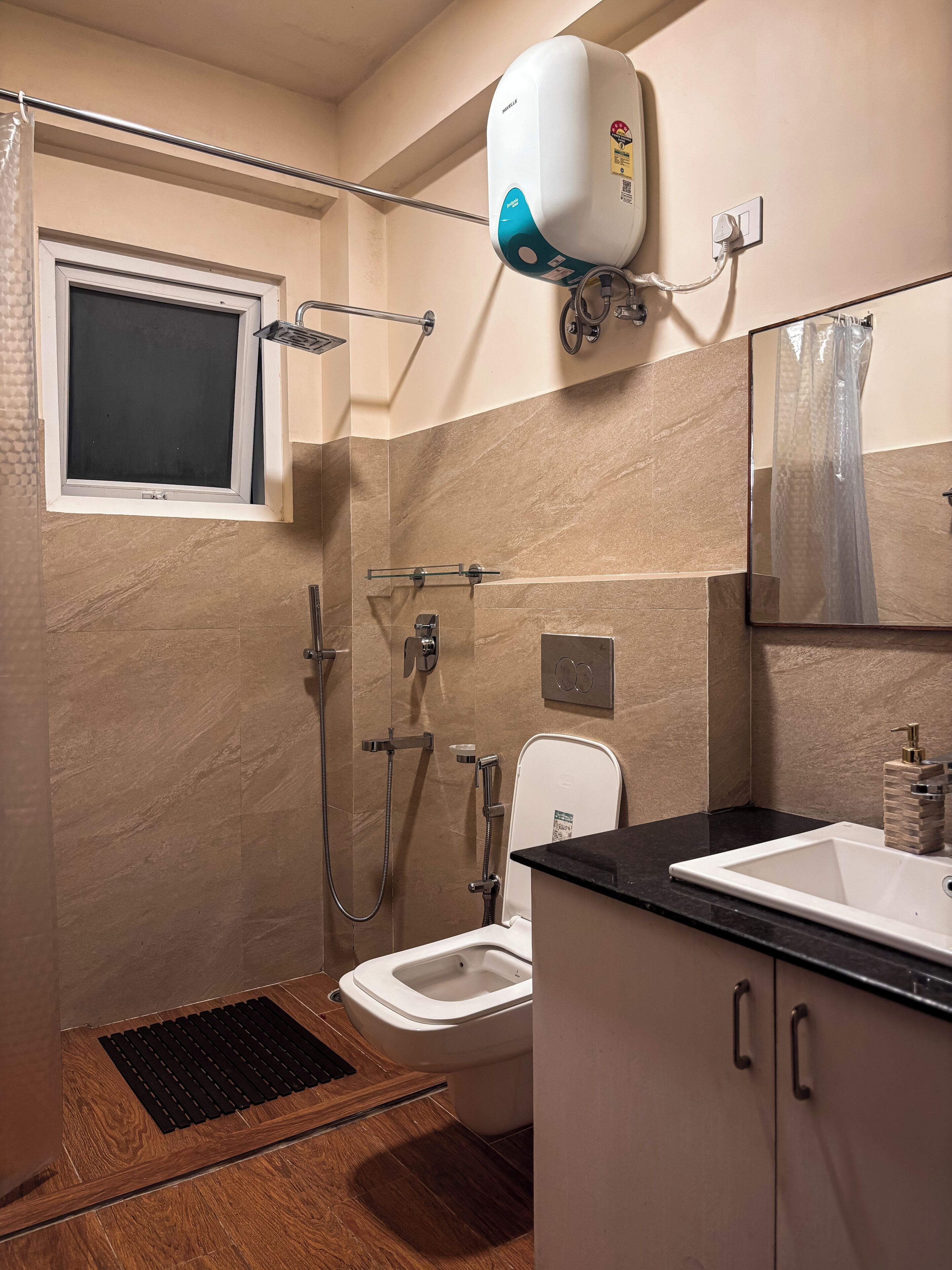 Comfort Double or Twin Room, Patio, Hill View | Bathroom | Shower, towels, soap, shampoo