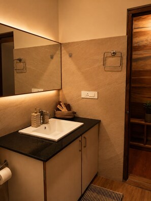 Comfort Double or Twin Room, Patio, Hill View | Bathroom | Shower, towels, soap, shampoo - House of Jordan (Shillong)