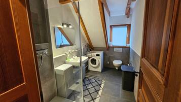 Dusche, Haartrockner, Handtücher