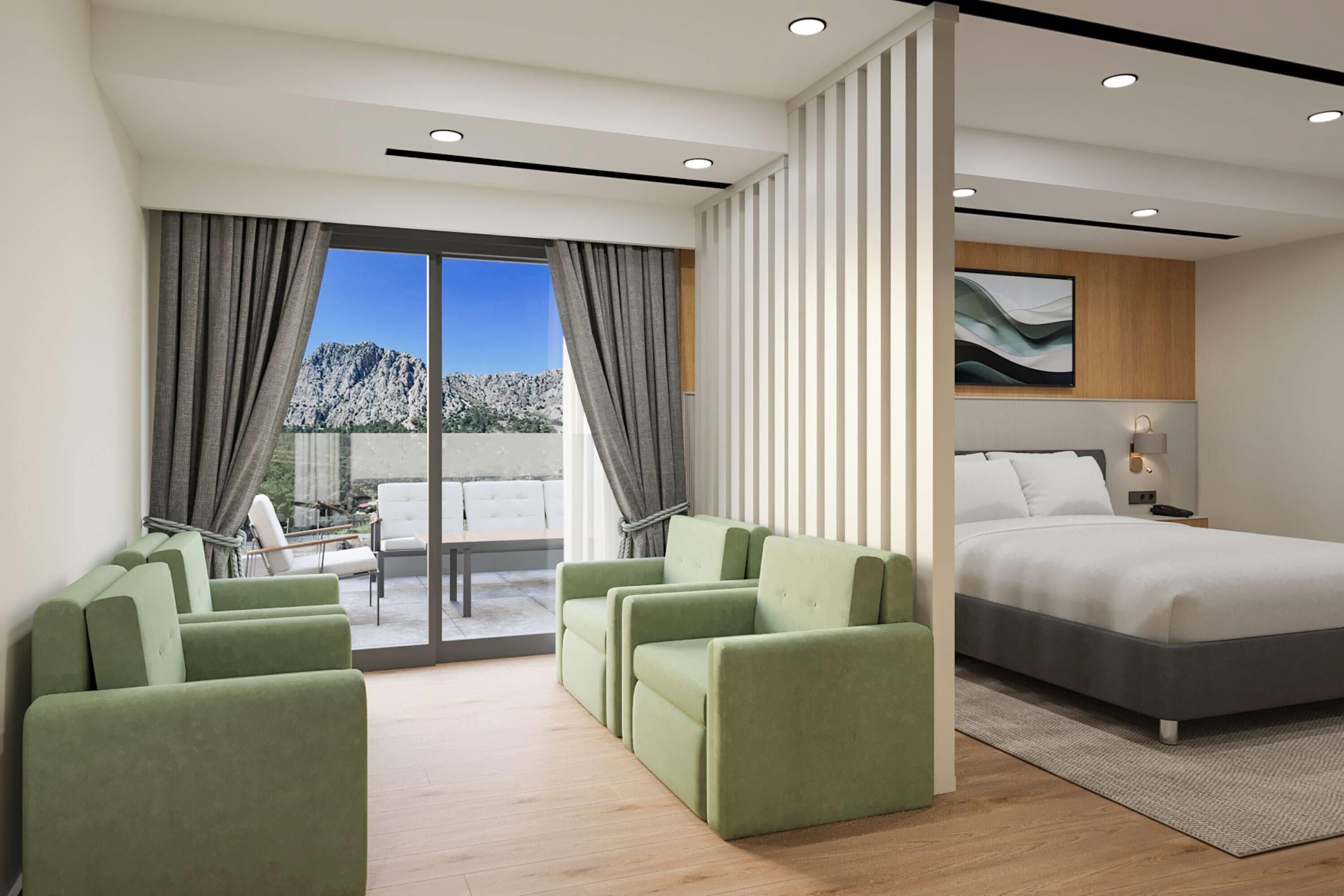 Quarto família, várias camas, para não fumantes, no canto (Terrace)