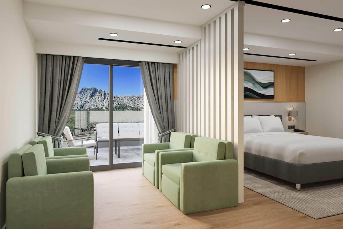 Habitación familiar, varias camas, no fumadores, en esquina (Terrace) | Ropa de cama de alta calidad, minibar, caja fuerte