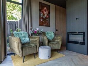 Comfort House, 1 Bedroom | Living room - Private Sauna at Wellness Lodge in Drenthe (Dalerveen)