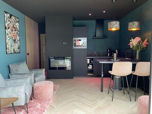 Classic House, 1 Bedroom | Living room - Private Sauna at Wellness Lodge in Drenthe (Dalerveen)