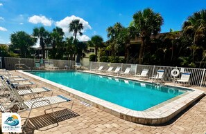 Outdoor pool, a heated pool - Crystal Bay Stays, a stylish 2BR/2BA coastal getaway to 7 Min Drive to Beach (Englewood)