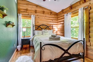 Interior - Hot Tub & Patio: Bedford Log Cabin on 10 Acres! (Moneta)