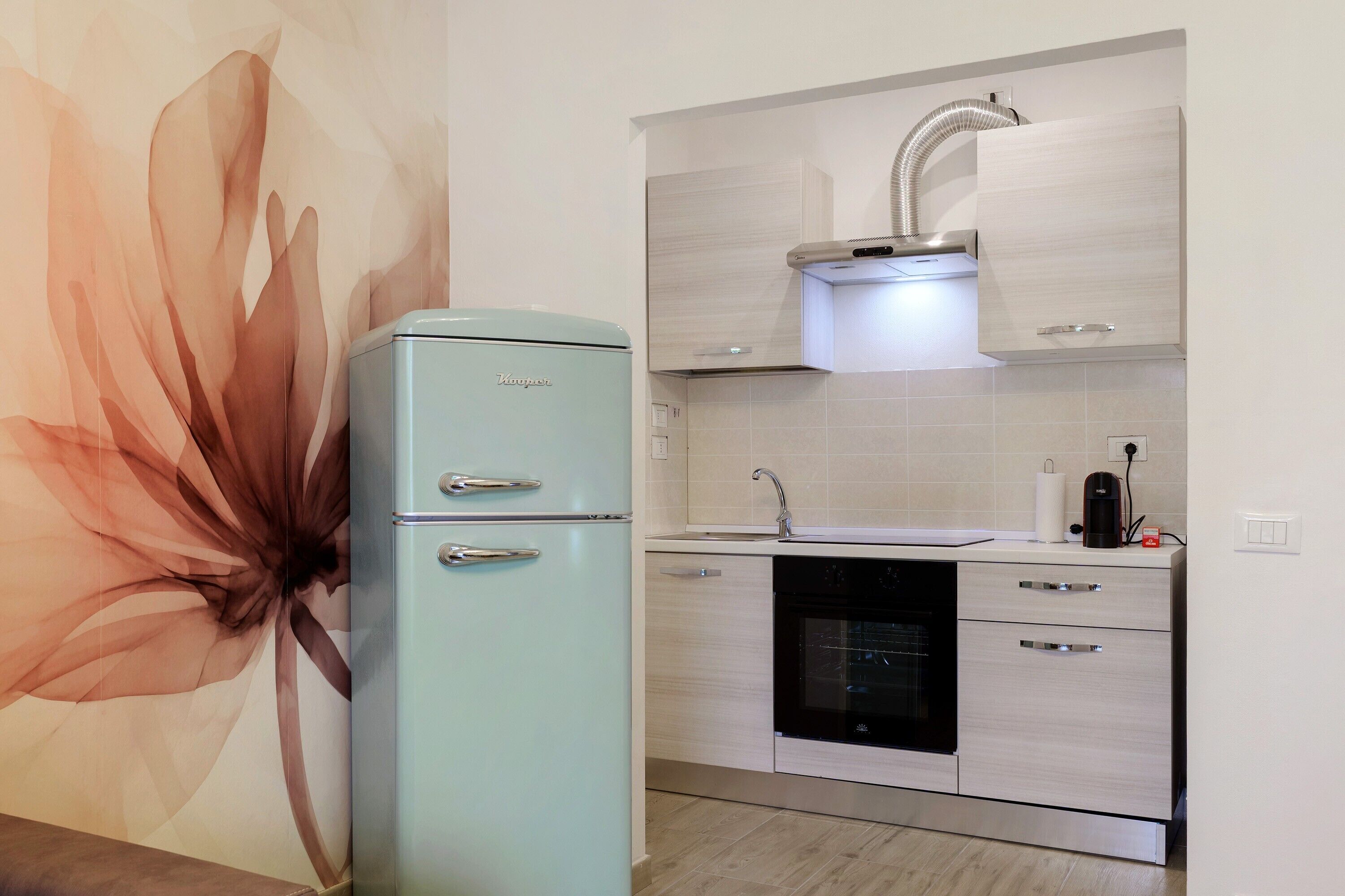 Frigorífico, placa de cocina, lavavajillas y cafetera o tetera
