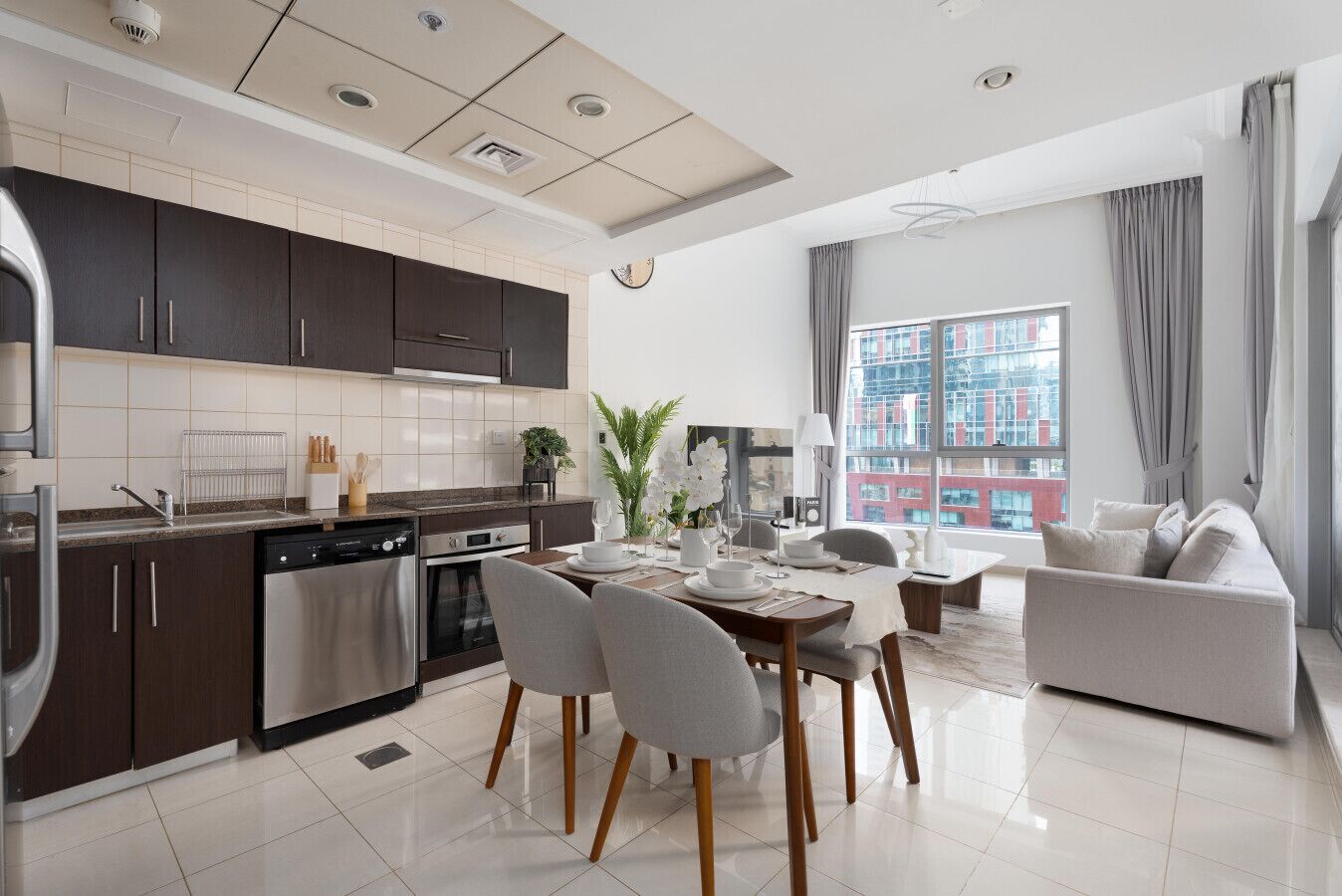 Business Apartment, 1 Bedroom, Canal View | Living area | 55-inch Smart TV with satellite channels, Netflix, Hulu