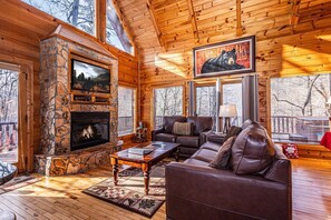 Fireplace - White Tail Hollow, Smoky Mt Cabin with Hot Tub! (Bryson City)