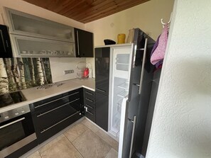 Fridge, microwave, oven, stovetop - Apartment 'Ferienhaus-Samy Ferienwohnung 1' with Balcony and Wi-Fi (Feldberg (Schwarzwald))