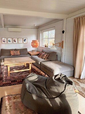 TV, fireplace - Authentic 1970s house with garden in Smidstrup (Gilleleje)