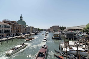 A canal with boats, buildings, and a dome structure. - Daisy Flowers by Wonderful Italy (Venice)