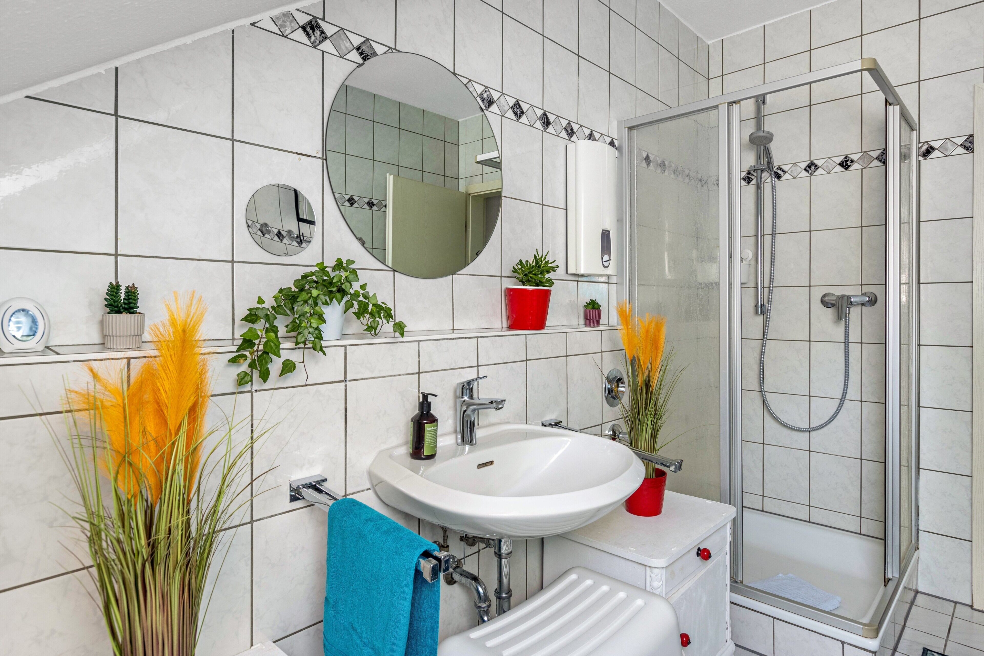 Dusche, Haartrockner, Handtücher