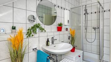 Dusche, Haartrockner, Handtücher