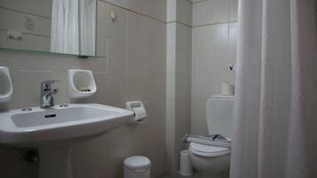 Standard Studio, Balcony, Pool View | Bathroom | Shower, towels, soap, shampoo