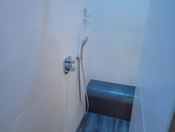 Dusche, Haartrockner, Handtücher