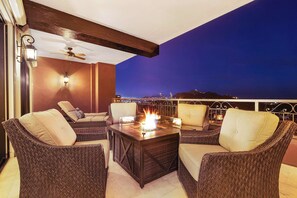 Terrace/patio - Ocean View Copala Condo | 3BR | Huge Balcony, Grill & Firepit (Cabo San Lucas)