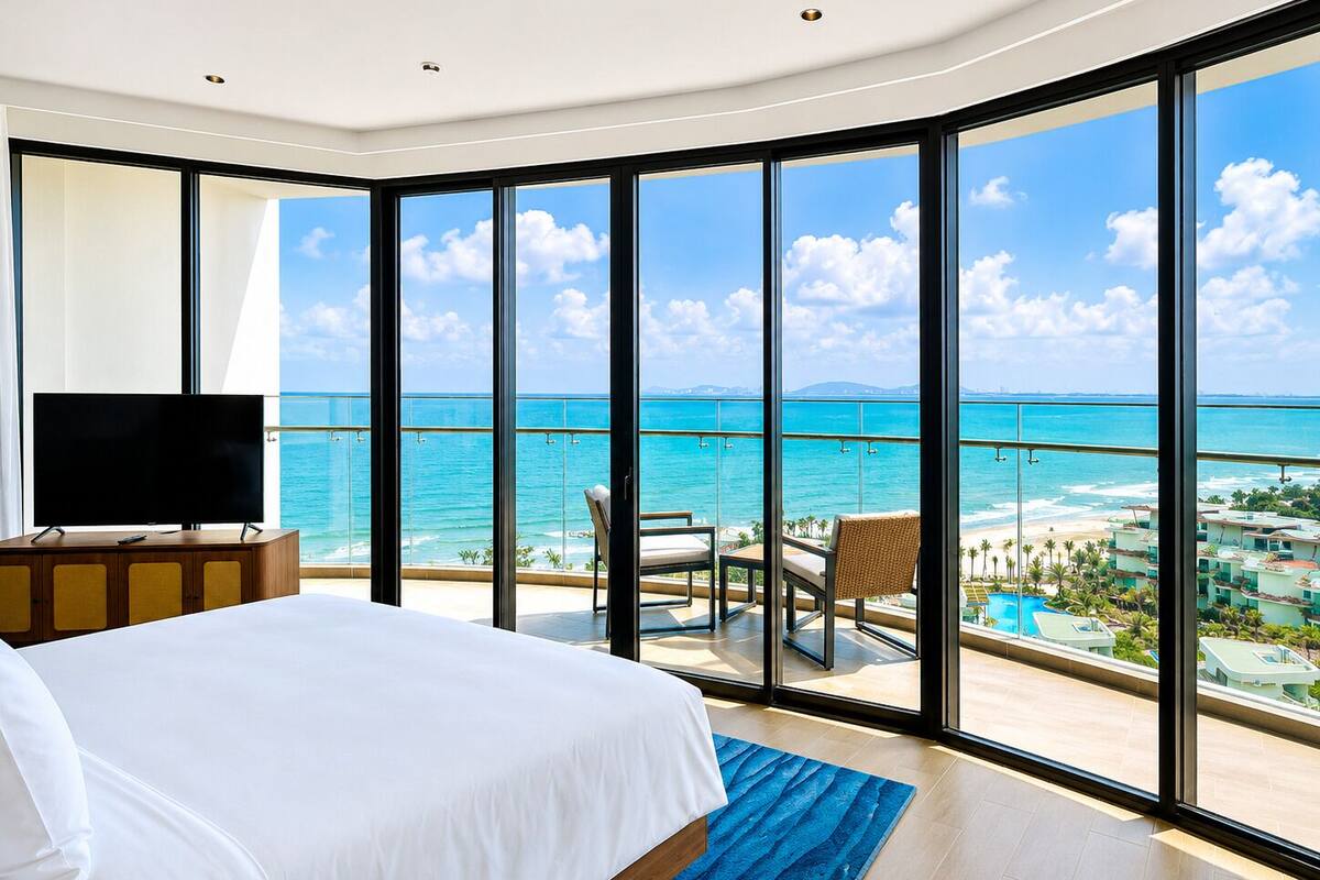 Junior Suite, 1 King Bed, Sea View | Premium bedding, in-room safe, desk, laptop workspace
