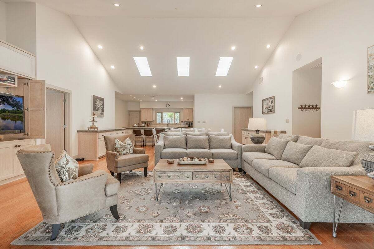 House, Multiple Beds, Pool Access, Garden View (Triple 3 Ranch | Pool, Tennis & ) | Living area | Fireplace