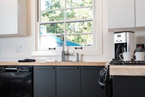 Fridge, microwave, oven, dishwasher