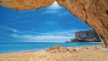 On the beach, white sand