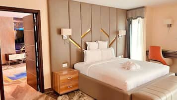 Executive Suite, Balcony, Sea View | In-room safe, desk, laptop workspace, blackout drapes