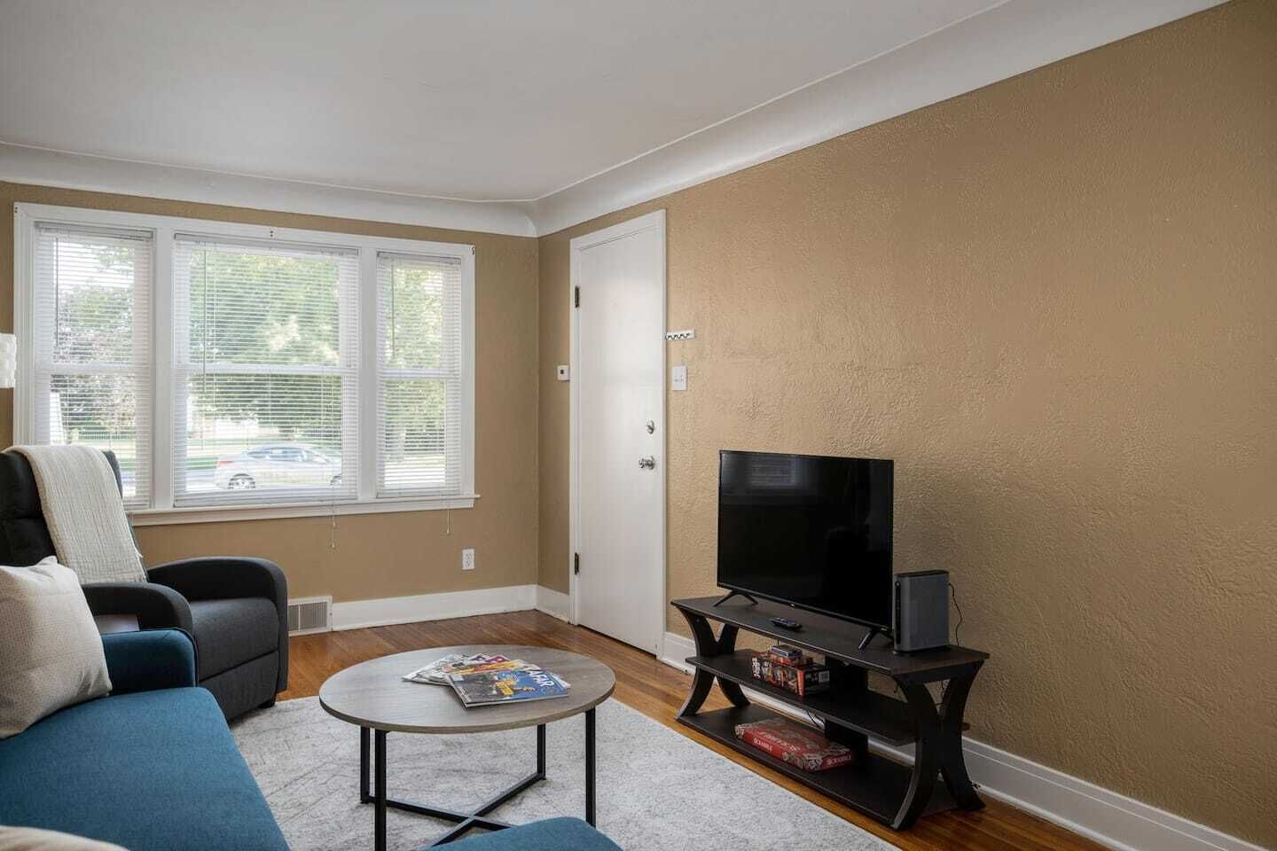 Living room has new smart TV and provides guests with access to Netflix & Hulu. Board games and cards also available for your use.