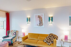 Condo, Multiple Beds, Pool Access (Chic Waters) | Living area - Chic Waters - Spacious Lakefront Condo W/shared Pool, hot Tub, Tennis Court, Private Balcony (Huddleston)