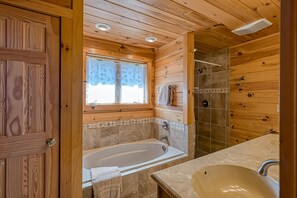 Bathroom - Sunset-starshine - Inviting Waterfront Cabin With hot Tub, Kayaks (Huddleston)