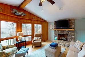 House, Multiple Beds, Patio (Otter Crossing) | Living area - Otter Crossing - Spacious Dog-friendly House W/fire Pit, Deck, Patio & Grill (Huddleston)