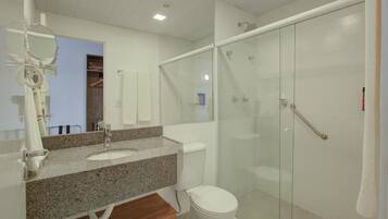 Shower, towels, soap, shampoo