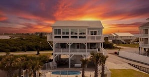 Exterior - Soundfront 3BR home with pool, hot tub, dock, and ocean access. (North Topsail Beach)