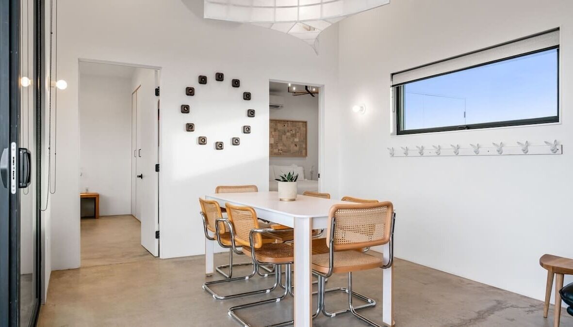 Dining area and clock wall