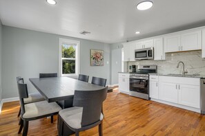 Fridge, microwave, oven, dishwasher