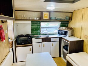 Private kitchen - Elizabeth the spacious retro caravan. Sleeps 6 | Rye, Mornington Peninsula (Rye)