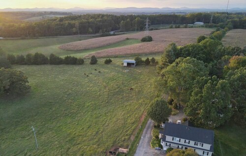 Meadowview at Belle Meade Farm on the James River with pond and animals