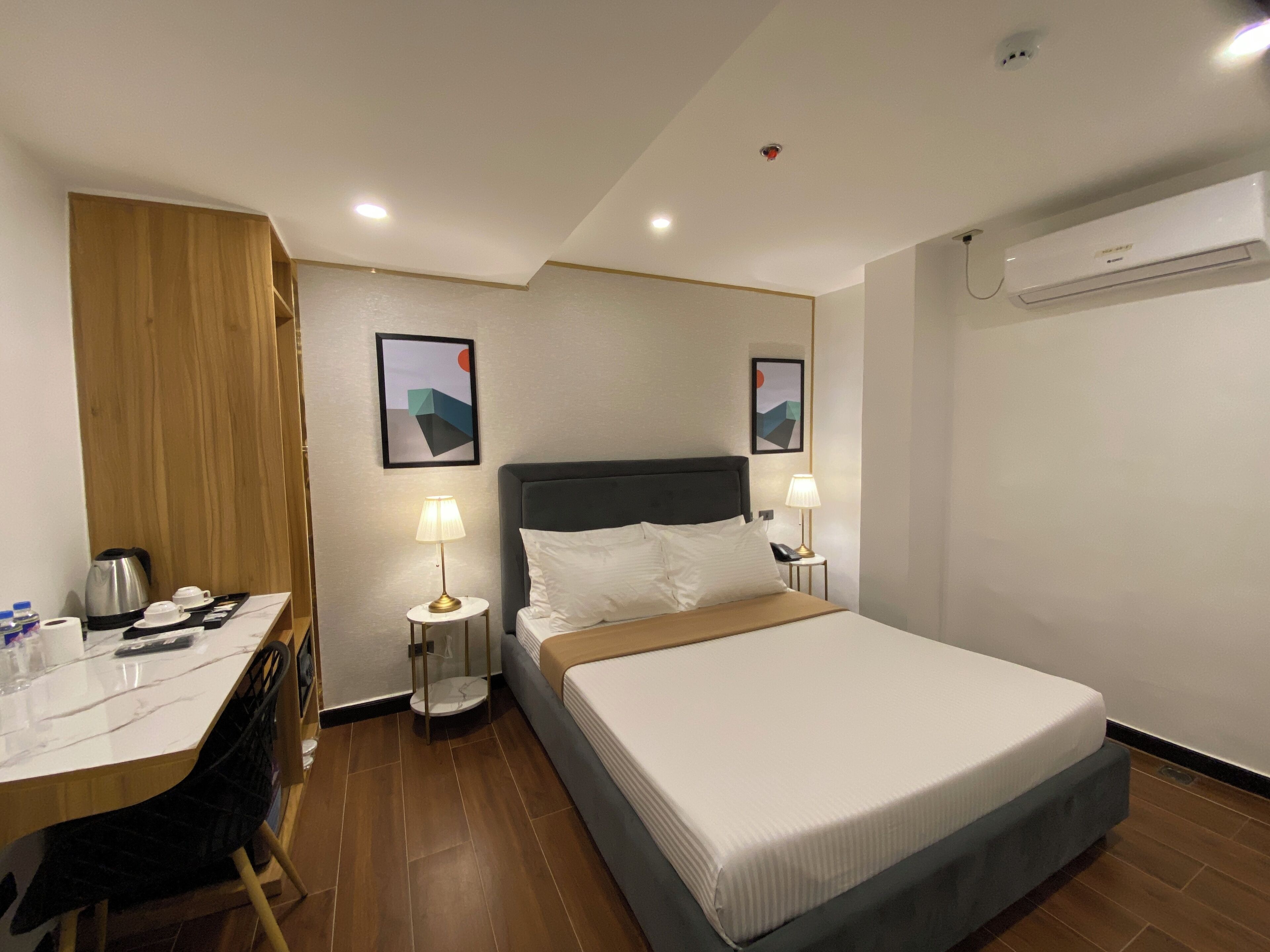 In-room safe, desk, laptop workspace, blackout curtains