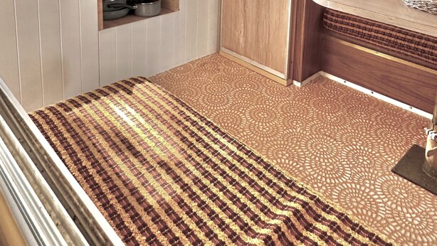 A compact kitchen with a sink, microwave, and storage cabinets. - Summer – vintage retro caravan, sleeps 5 | Rye, Mornington Peninsula (Rye)
