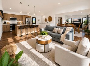 TV, fireplace, offices - Jimmy’s Beach House | Private Beach + Arcade (New Lisbon)