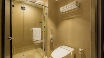 Basic-Zweibettzimmer, Mehrere Betten, Zimmerreinigung, Stadtblick | Badezimmer | Dusche, Haartrockner, Hausschuhe, Handtücher