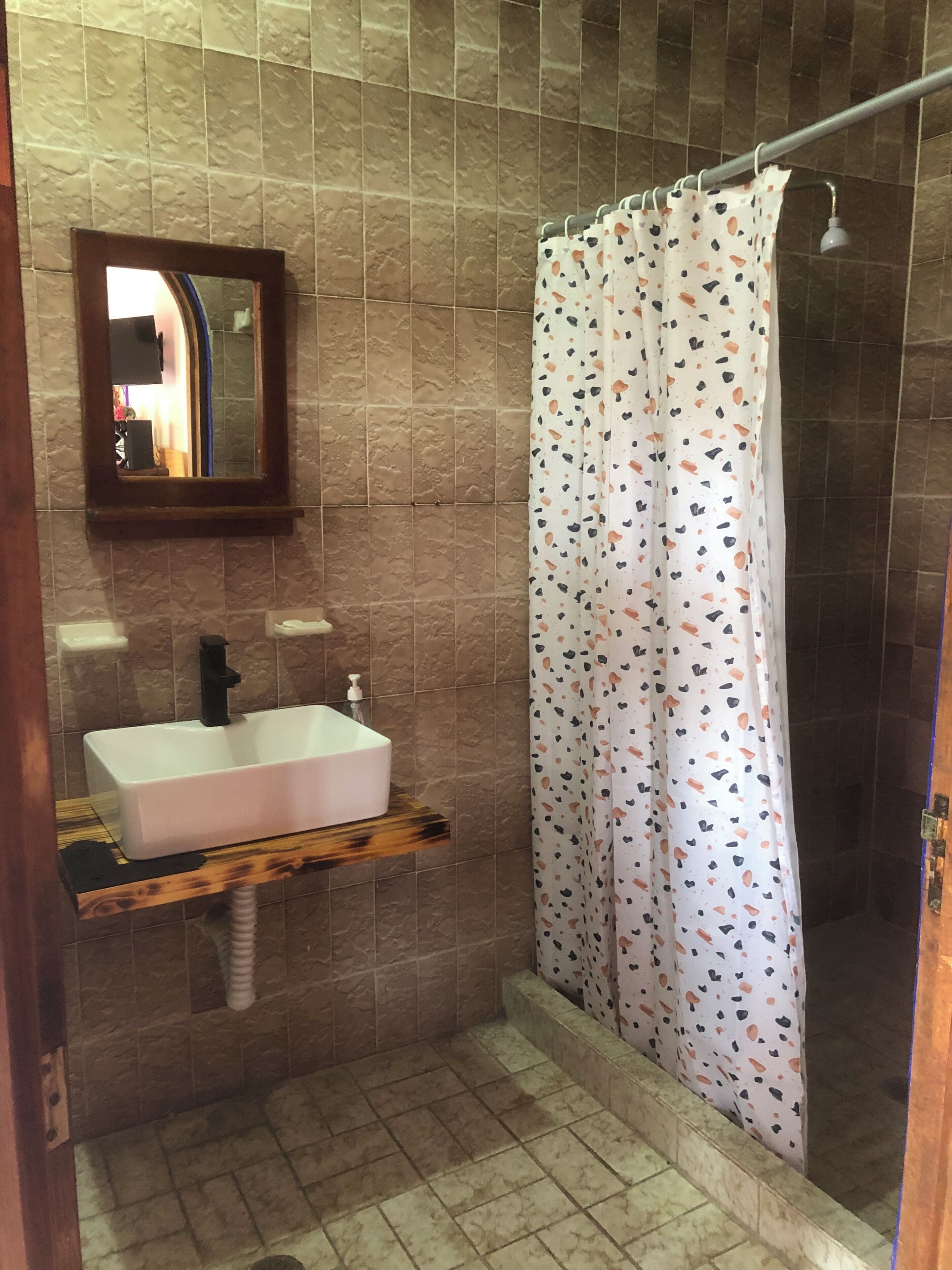 Shower, soap, toilet paper