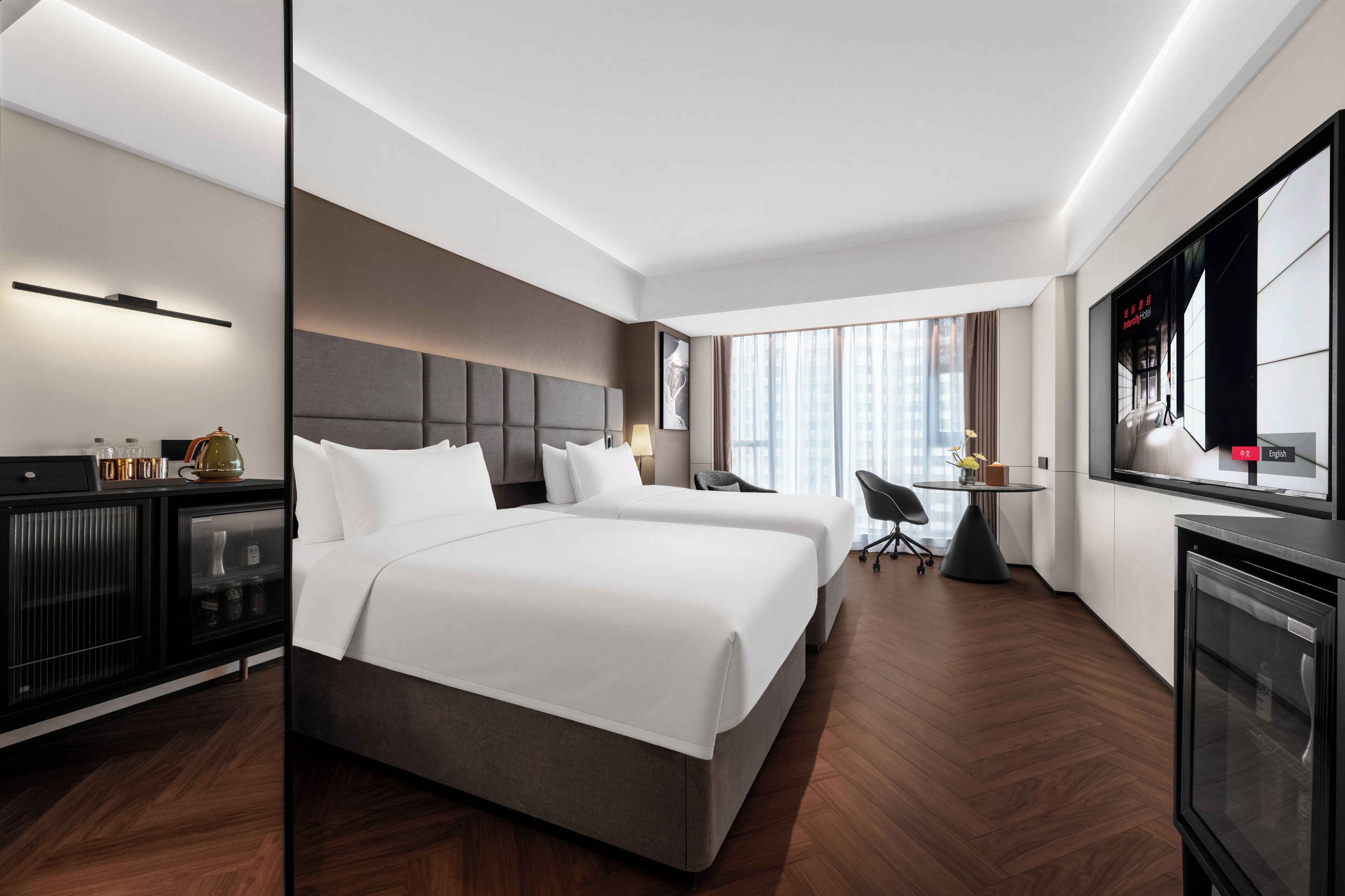 Deluxe Double or Twin Room, City View | Desk, laptop workspace, soundproofing, iron/ironing board