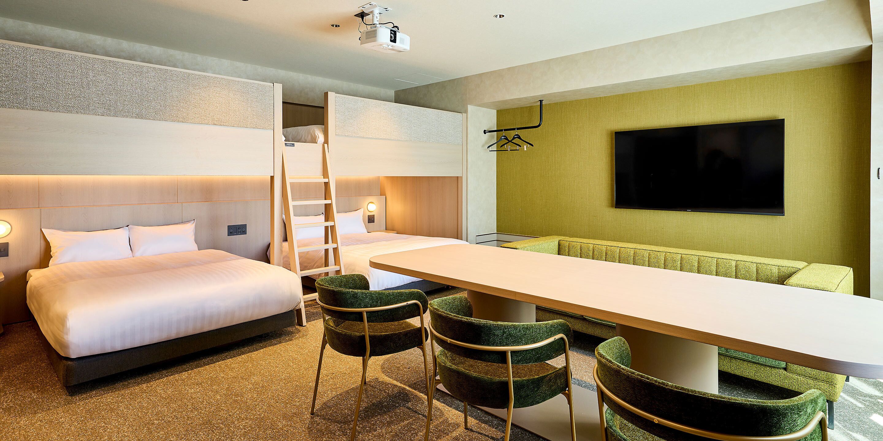 [B] Bunk beds (2 double beds, 2 single beds) / 49 sq. m. / Projector / Mini kitchen, Non Smoking