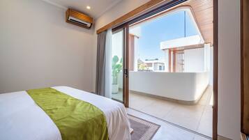 Villa Premium, 5 habitaciones, vista a la alberca | Sábanas de algodón egipcio y ropa de cama de alta calidad