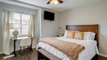 Desk, iron/ironing board, internet, bed sheets